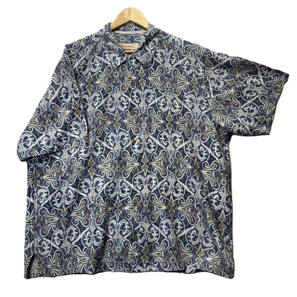 Tommy Bahama Men’s XL 100% Silk Hawaiian Aloha Shirt | Tropical Resort Button Up